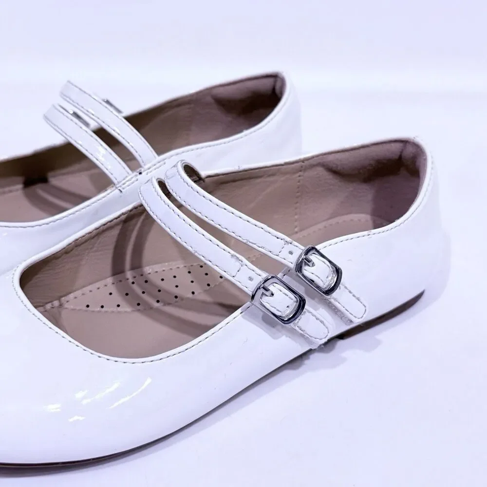 Girls Dress Shoes Mary Jane Flat Shoes Ballerina Flat for Party White Size 2